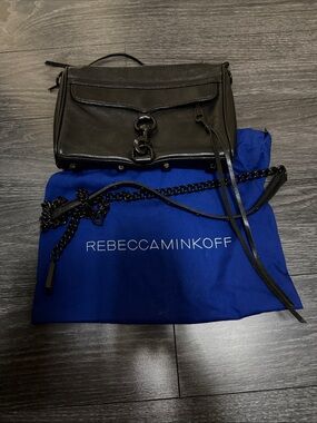 Rebecca Minkoff Black Leather Crossbody with Chain Strap
